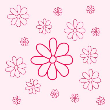 Pembe çiçekli arka plan. çiçek deseni, pembe çiçekler ana hatları.