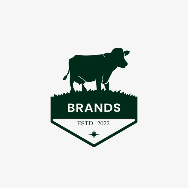 Modelo Logotipo Para Fazenda Leite Logotipo Quinta Design Logotipo Vaca —  Vetores de Stock