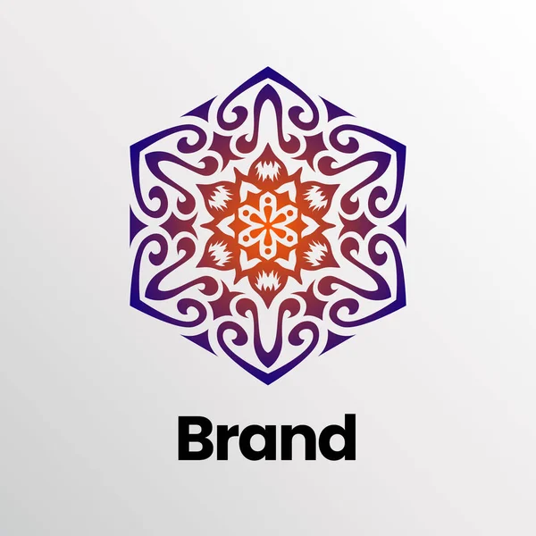Blomma Mandala Logotyp Design Blommor Blomma Mönster Logotyp Skönhetsblomman Snöflingans — Stock vektor