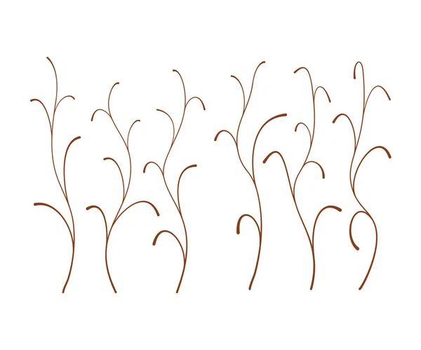 ラインアート花葉 手描きスケッチ枝 花飾り枝葉植物ライン — ストックベクタ