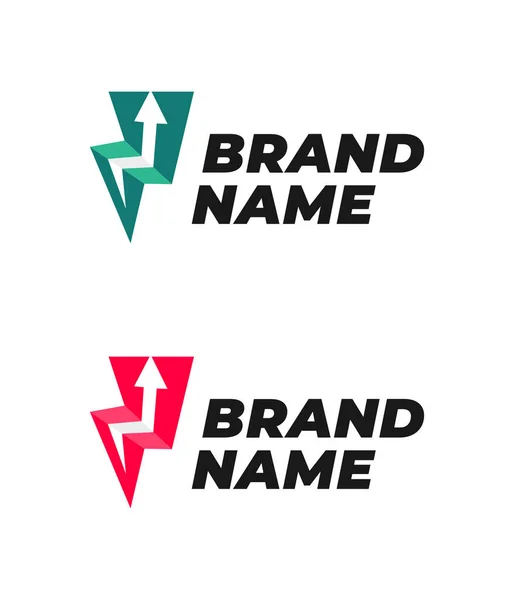 Projeto Logotipo Negócio Logotipo Empresa Trovão Logotipo Seta Aumentar Logotipo —  Vetores de Stock