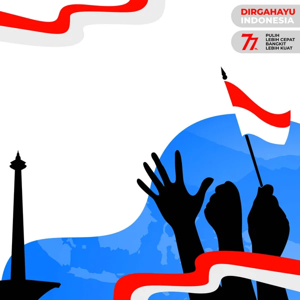 Bayrak Tutan Bayrak Tutan Endonezya Bağımsızlık Günü Konsepti Ağustos Dirgahayu — Stok Vektör
