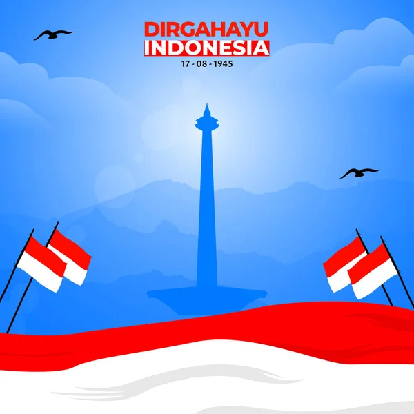 Ağustos Endonezya Bağımsızlık Günü Dirgahayu Endonezya Endonezya Bağımsızlık Günü Konsepti — Stok Vektör