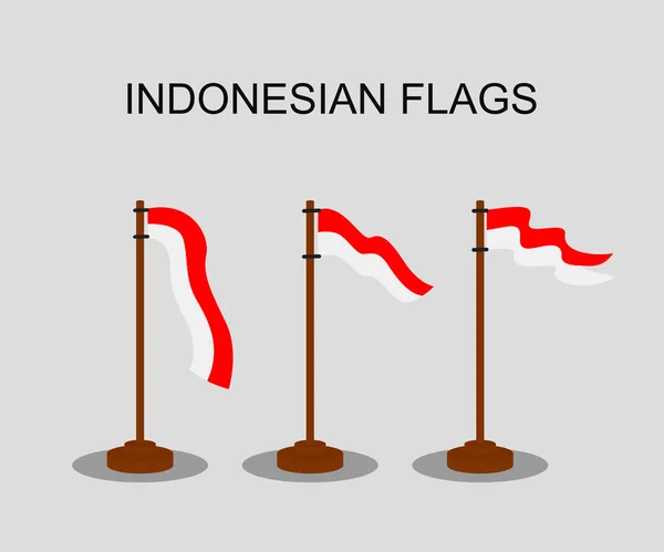 Wektorowy Zestaw Indonezyjskich Flag Czerwono Białych Kolorów Narodowych Flaga Indonezji — Wektor stockowy