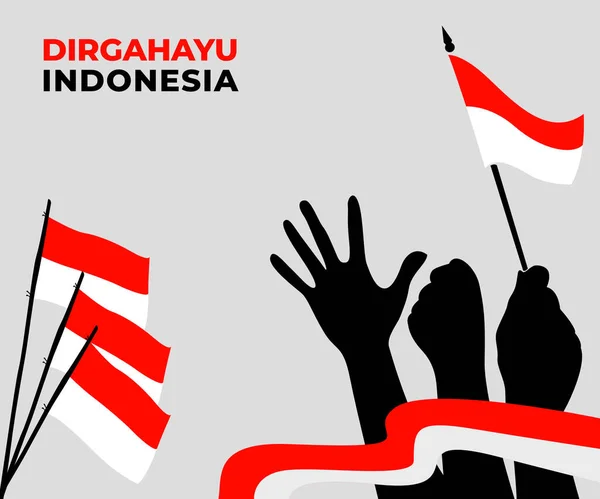 Bayrak Tutan Bayrak Tutan Endonezya Bağımsızlık Günü Konsepti Ağustos Dirgahayu — Stok Vektör