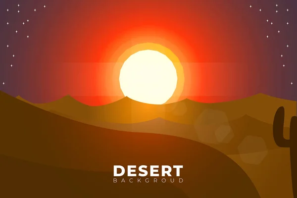Ілюстрація Пейзажу Пустелею Кактусом Пустельні Шпалери Захід Сонця Фоні Пустелі — стоковий вектор