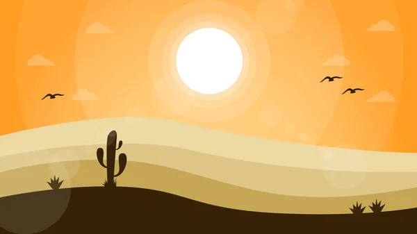 Desert Concept Pour Papier Peint Bureau Paysage Désertique Dessin Animé — Image vectorielle
