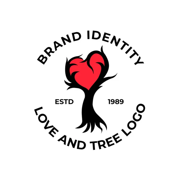Tree Love Logo Twigs Love Logo Tree Shape Love Logo — Stock Vector