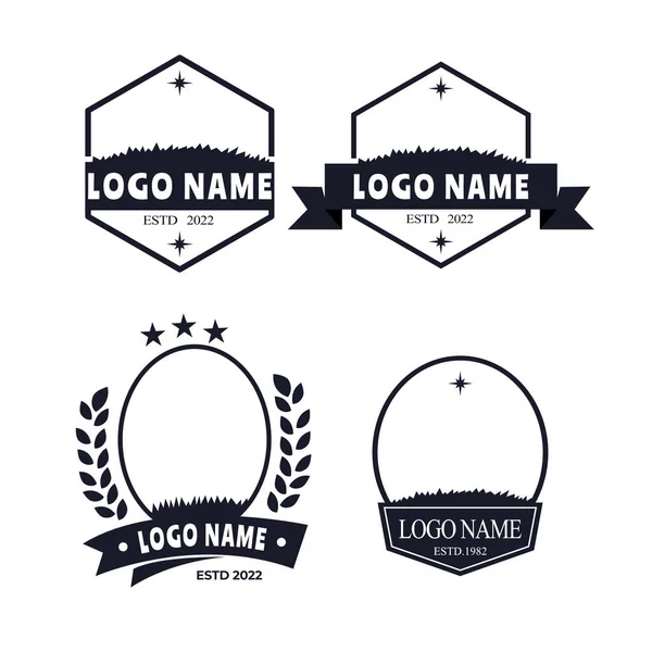 Conjunto Etiquetas Vintage Crachás Emblema Label Logo Design Moldura Logotipo — Vetor de Stock