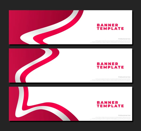 Conjunto Design Banner Profissional Modelo Banner Ondulado Vermelho Modelo Bandeira — Vetor de Stock