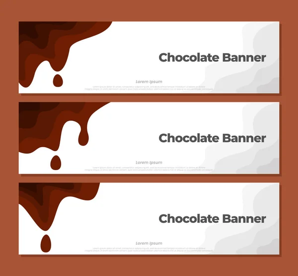 波浪巧克力的背景 巧克力融化的载体模板 巧克力横幅模板 巧克力波浪形 流动的巧克力滴 — 图库矢量图片