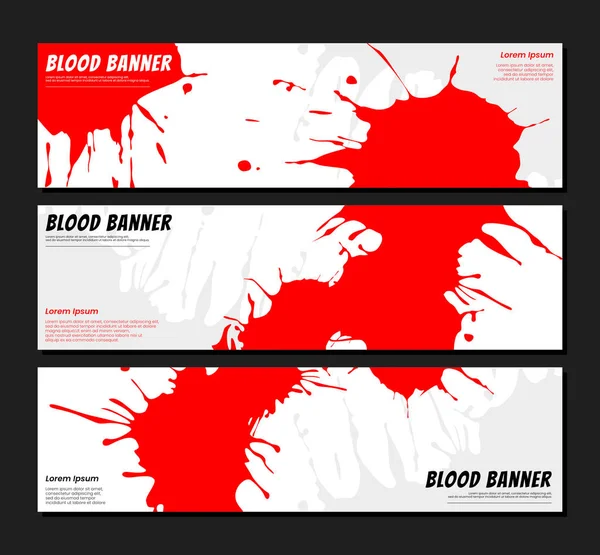 Blutspritzer Hintergrund Blutstreifenbanner Roter Farbtupfer Auf Weißem Hintergrund Satz Von — Stockvektor