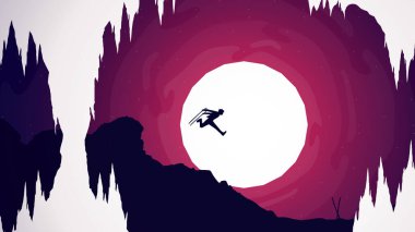 Samuray çocuk anime duvar kağıdı. Masaüstü için mağara kağıdı. Samuraylar iki kılıçla kaçtı. Savaşa giden bir samurayın resmi..