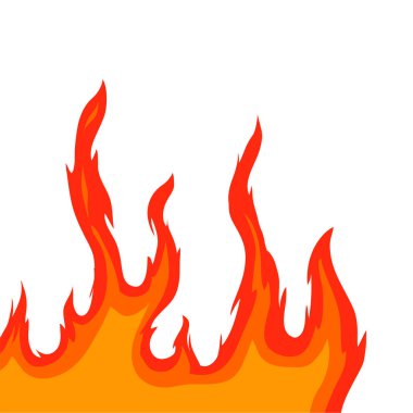Ateş ve alevler çizimi. Baharatlı yemek paketleme tasarımı için ateş çizimi. alev arkaplanı. Yanan bir ateşin gösterimi.