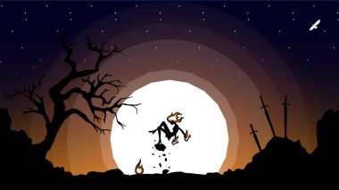 Uçan cadı fantezi geçmişi. yüzen cadı fantezi duvar kağıdı. Dolunay arkaplanlı siluet cadı. Peyzaj fantazisi sihirli duvar kağıdı.