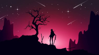 Japonya temalı arka plan. Samuray kız anime duvar kağıdı. peyzaj fantezi duvar kağıdı. Japon samuray kız geçmişi. Samuray Arkaplanı.