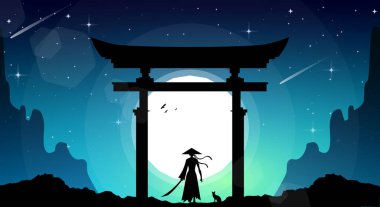 Bayan Samuray Geçmişi. Torii kapı kağıtlı samuray. Japonya temalı arka plan. manzara mavi gökyüzü fantezi duvar kağıdı. Japon samuray geçmişi. Japon Torii Kapısı duvar kağıdı.