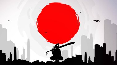 Bayan Samuray Geçmişi. Japonya temalı arka plan. Samuray duvar kağıdı. Ağaç geçmişi olan bir samuray. Japon samuray geçmişi.