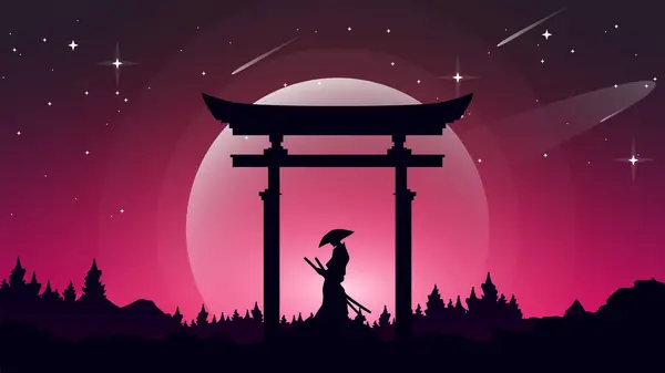Samurai Background.  japan theme background. samurai wallpaper. landscape fantasy wallpaper. japanese samurai background.