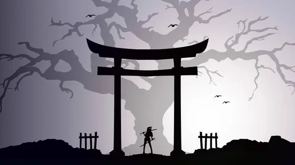 lady Samurai Background. japan theme background. samurai wallpaper. samurai with torii gate background. japanese samurai background.