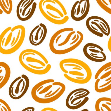 Kahve çekirdekleri pürüzsüz. Arka plandaki kahve çekirdekleri pürüzsüz. Paketleme için kusursuz kahve çekirdeği deseni. Kahve çekirdekleri duvar kağıdı.