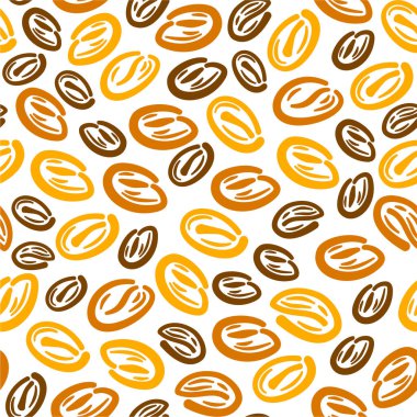 Kahve çekirdekleri pürüzsüz. Arka plandaki kahve çekirdekleri pürüzsüz. Paketleme için kusursuz kahve çekirdeği deseni. Kahve çekirdekleri duvar kağıdı.