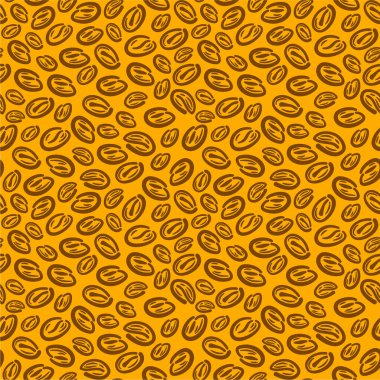 Kahve çekirdekleri pürüzsüz. Arka plandaki kahve çekirdekleri pürüzsüz. Paketleme için kusursuz kahve çekirdeği deseni. Kahve çekirdekleri duvar kağıdı.