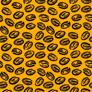 Kahve çekirdekleri pürüzsüz. Arka plandaki kahve çekirdekleri pürüzsüz. Paketleme için kusursuz kahve çekirdeği deseni. Kahve çekirdekleri duvar kağıdı.