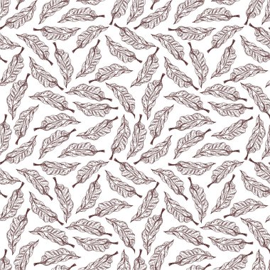 Yaprak desenli vintage. Geriye desenli duvar kağıdı bırakıyor. Kahve yaprağı arka planı. Soyut kahve yaprakları arka plan.