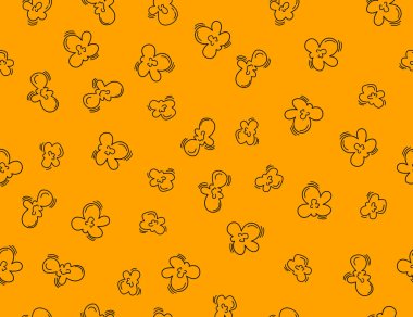 Paketleme aperatifleri için patlamış mısır deseni. Patlamış mısır gevreği deseni. Patlamış mısırın arkaplanını karala. Patlamış mısır. patlamış mısır desensiz arkaplan. 