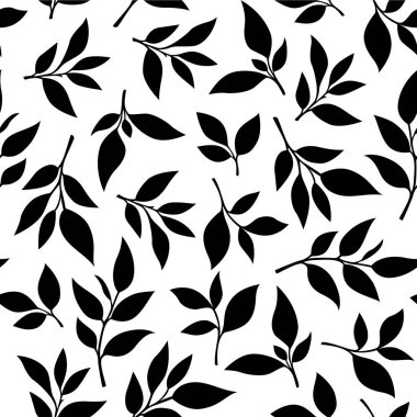 Çay yaprakları desenli. Yeşil, vektör şablonu. Yeşil çay yaprağı pürüzsüz desen. siluet yaprak arkaplanı.