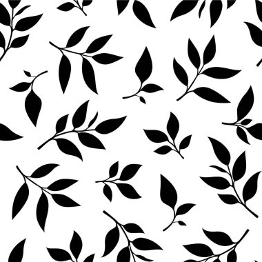 Çay yaprakları desenli. Yeşil, vektör şablonu. Yeşil çay yaprağı pürüzsüz desen. siluet yaprak arkaplanı.