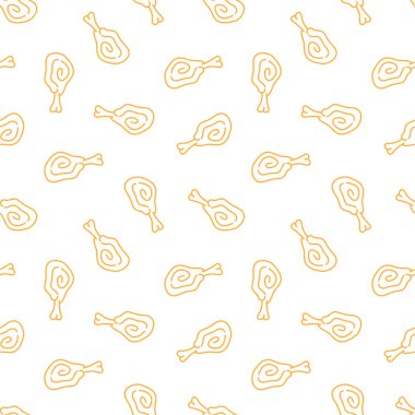 Kızarmış tavuk pürüzsüz arka plan. Kızarmış tavuk desenli karalama. Kızarmış tavuk karalaması. Fast food geçmişi. Tavuk bacağı deseni. Tavuk kanadı deseni. Hamburger deseni.