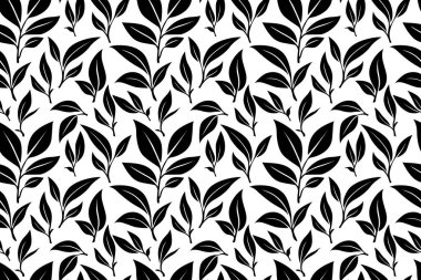 Yeşil, vektör desenli arka plan bırakır. Yeşil çay yaprağı pürüzsüz desen. Çay yaprakları desenli. Yeşil çay yapraklı kusursuz desenler..