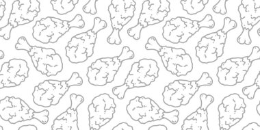 Kızarmış tavuk pürüzsüz arka plan. Kızarmış tavuk desenli karalama. Kızarmış tavuk karalaması. Fast food geçmişi. Tavuk bacağı pürüzsüz desen. Tavuk budu deseni