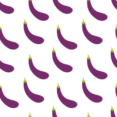 Patlıcan desenli arka plan. Patlıcan arka planında düz çizim. Kusursuz patlıcan deseni. Patlıcan düz çizim arka planı. Patlıcan Düzlüğü.