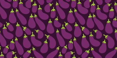 Patlıcan desenli arka plan. Patlıcan arka planında düz çizim. Kusursuz patlıcan deseni. Patlıcan düz çizim arka planı. Patlıcan Düzlüğü.