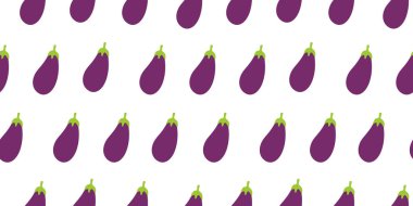 Patlıcan desenli arka plan. Patlıcan arka planında düz çizim. Kusursuz patlıcan deseni. Patlıcan düz çizim arka planı. Patlıcan Düzlüğü.