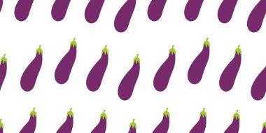 Patlıcan desenli arka plan. Patlıcan arka planında düz çizim. Kusursuz patlıcan deseni. Patlıcan düz çizim arka planı. Patlıcan Düzlüğü.