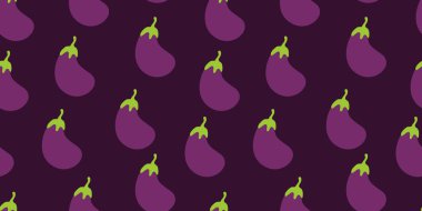 Patlıcan desenli arka plan. Patlıcan arka planında düz çizim. Kusursuz patlıcan deseni. Patlıcan düz çizim arka planı. Patlıcan Düzlüğü.