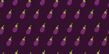 Patlıcan desenli arka plan. Patlıcan arka planında düz çizim. Kusursuz patlıcan deseni. Patlıcan düz çizim arka planı. Patlıcan Düzlüğü.