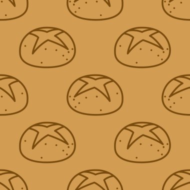 Ekmek desenli arka plan. Fırın tema modeli arka planı. Ekmeğin kusursuz deseni. Ekmekli kusursuz desen. ekmek deseni çizimi.