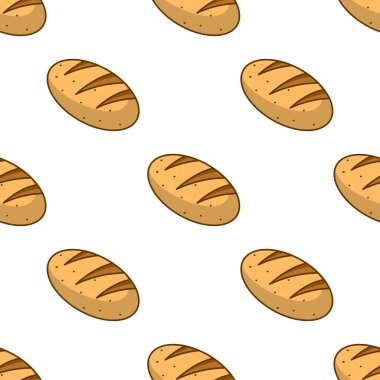 Ekmek desenli arka plan. Fırın tema modeli arka planı. Ekmeğin kusursuz deseni. Ekmekli kusursuz desen. ekmek deseni çizimi.