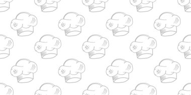 Mutfak gereçleri kusursuz desen arkaplanı. Mutfak kusursuz desenli arka plan. Mutfak seti arkaplanının el çizimleri. Yemek pişirme aletlerinin karalama çizimleri.