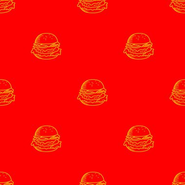 Çizburger desenli arka plan. Fast food hamburgerinin kusursuz arkaplanını karala. Çizik şeklinde kusursuz bir hamburger deseni. Çizburgerin ya da hamburgerin kusursuz deseni. Hamburger deseni.