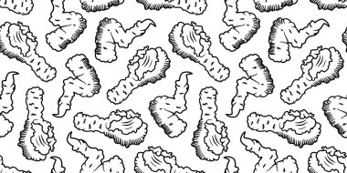 Kızarmış tavuk pürüzsüz arka plan. Kızarmış tavuk desenli karalama. Kızarmış tavuk karalaması. Fast food geçmişi. Tavuk bacağı deseni. Tavuk kanadı deseni. Hamburger deseni.