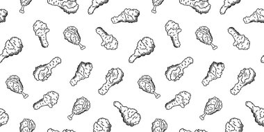 Kızarmış tavuk pürüzsüz arka plan. Kızarmış tavuk desenli karalama. Kızarmış tavuk karalaması. Fast food geçmişi. Tavuk bacağı deseni. Tavuk kanadı deseni. Hamburger deseni.