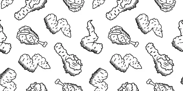 Kızarmış tavuk pürüzsüz arka plan. Kızarmış tavuk desenli karalama. Kızarmış tavuk karalaması. Fast food geçmişi. Tavuk bacağı deseni. Tavuk kanadı deseni. Hamburger deseni.