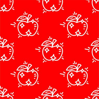 Apple Doodle Deseni geçmişi. Fruit Doodle Apple Model geçmişi. Apple Doodle paketleme için pürüzsüz desen.