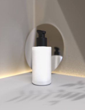 Kozmetik görüntüsü. Ürün modeli için basit ama zevkli ve uyumlu bir arkaplan.